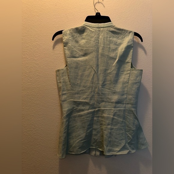 Tory Burch light blue silk linen button up blouse sz 2 - Picture 9 of 11